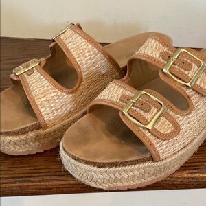 BAMBOO Tan Sandals with Adjustable Straps
